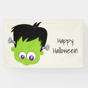 Cute Green Frankenstein Monster face Halloween Spandoek