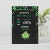 Cute Green Frog Anniversaire Fête Invitation (Debout devant)