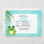 Cute Green Frog Anniversaire Fête Invitation (Devant)