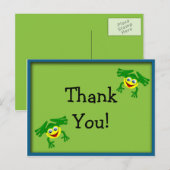 Cute Green Frog Birthday Dank je Briefkaart (Voorkant / Achterkant)