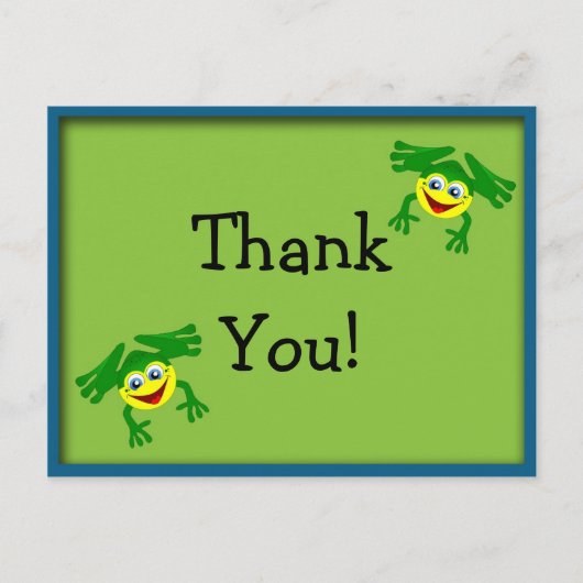 Cute Green Frog Birthday Dank je Briefkaart (Voorkant)