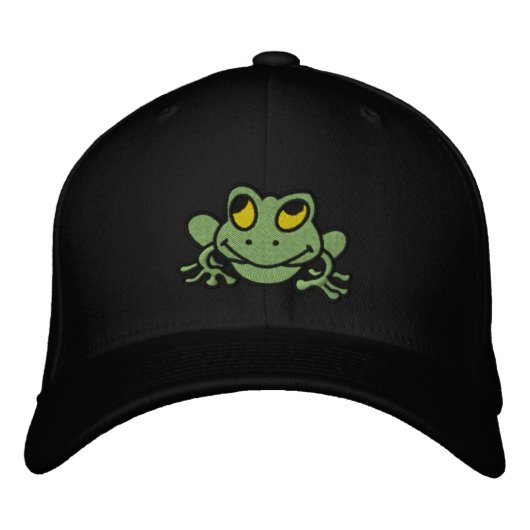 Cute Green Frog Casquette brodé (Devant)