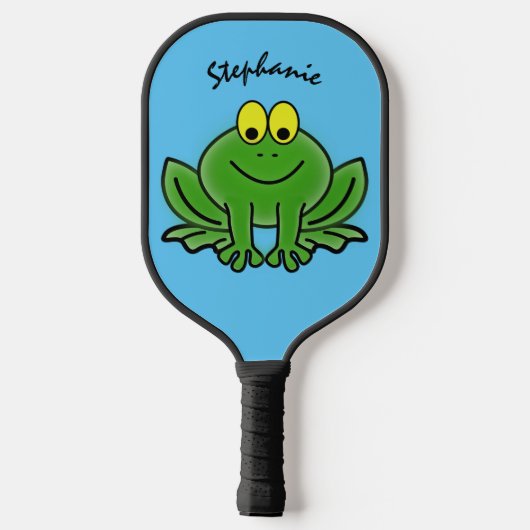 Cute Green Frog Design Pickleball Paddle (Achterkant)