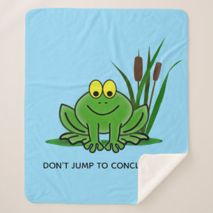 Cute Green Frog Design Sherpa Blanket Deken