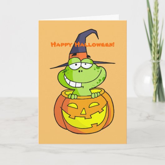 Cute Green Frog Halloween-kaart Kaart (Voorkant)