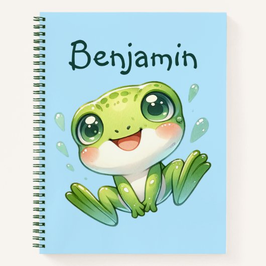 Cute Green Frog Notitieboek (Voorkant)