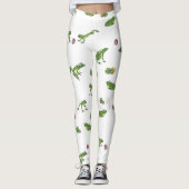 Cute green frog patroon leggings (Voorkant)