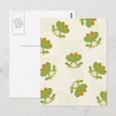 Cute Green Frog Pattern Briefkaart (Voorkant / Achterkant)