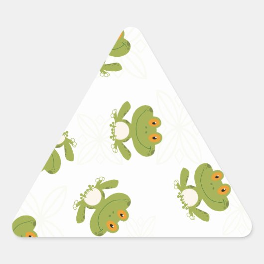 Cute Green Frog Pattern Driehoek Sticker (Voorkant)