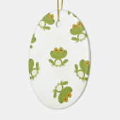 Cute Green Frog Pattern Keramisch Ornament (Links)