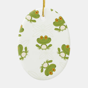 Cute Green Frog Pattern Keramisch Ornament