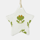 Cute Green Frog Pattern Keramisch Ornament (Rechts)
