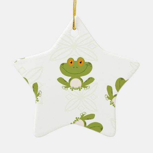 Cute Green Frog Pattern Keramisch Ornament (Voorkant)