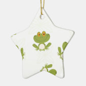 Cute Green Frog Pattern Keramisch Ornament (Links)