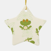 Cute Green Frog Pattern Keramisch Ornament (Achterkant)