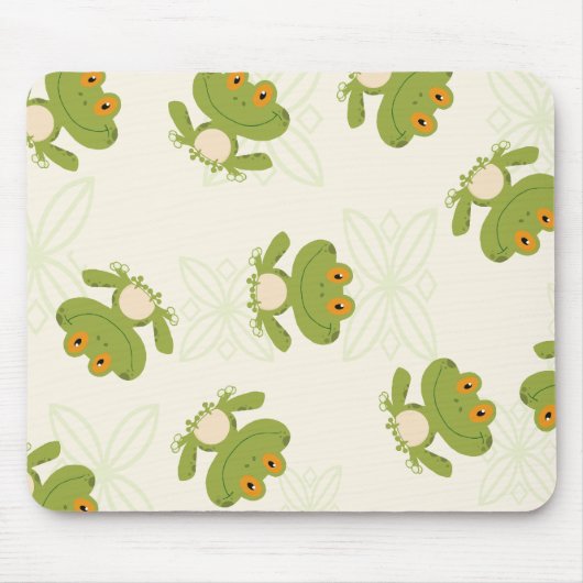 Cute Green Frog Pattern Muismat (Voorkant)