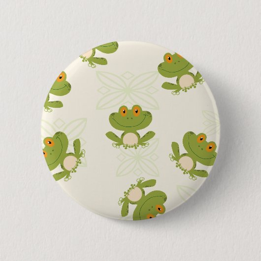 Cute Green Frog Pattern Ronde Button 5,7 Cm (Voorkant)