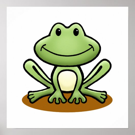 Cute Green Frog Poster (Voorkant)