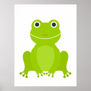 Cute green frog poster