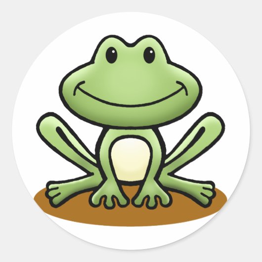 Cute Green Frog Ronde Sticker (Voorkant)