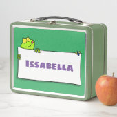 Cute green frog sign cartoon illustration (In situ)