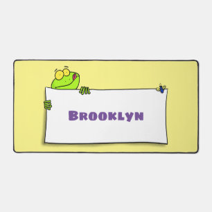 Cute green frog sign cartoon illustration bureaumat