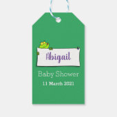 Cute green frog sign cartoon illustration cadeaulabel (Achterkant)