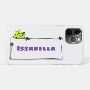 Cute green frog sign cartoon illustration iPhone 11 pro hoesje