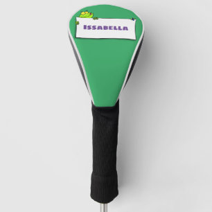 Cute green frog sign cartoon illustration golfheadcover