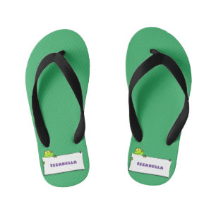 Cute green frog sign cartoon illustration kinder teenslippers