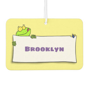 Cute green frog sign cartoon illustration luchtverfrisser