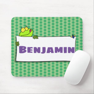 Cute green frog sign cartoon illustration muismat