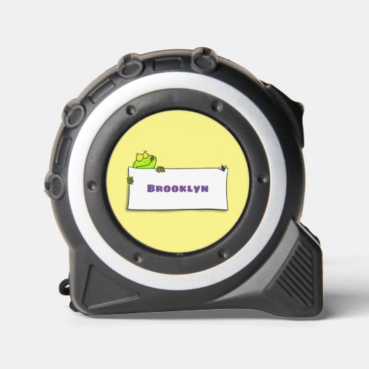 Cute green frog sign cartoon illustration rolmaat (Voorkant)