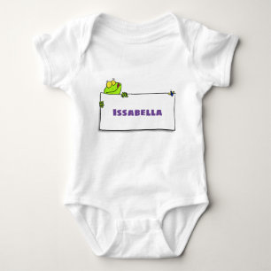 Cute green frog sign cartoon illustration romper