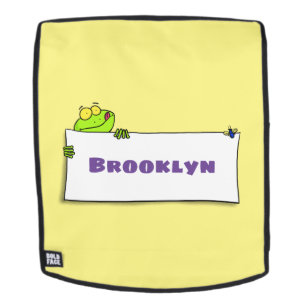 Cute green frog sign cartoon illustration rugtassen