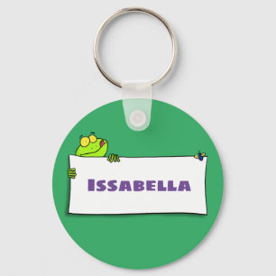 Cute green frog sign cartoon illustration sleutelhanger