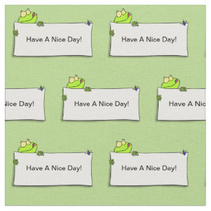 Cute green frog sign cartoon illustration stof