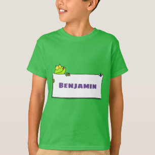 Cute green frog sign cartoon illustration t-shirt