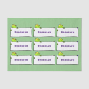 Cute green frog sign cartoon illustration tissuepapier