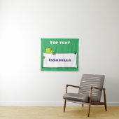 Cute green frog sign cartoon illustration wandkleed (In Situ (horizontaal))
