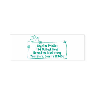 Cute green frog sign cartoon illustration zelfinktende stempel
