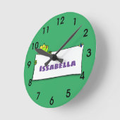 Cute green frog sign cartoon ronde klok (Hoek)