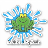 Cute Green Frog Splash Design Custom-Cut Sticker (Voorkant)