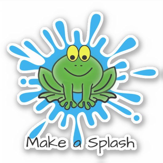 Cute Green Frog Splash Design Custom-Cut Sticker (Voorkant)