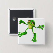 Cute Green Froggy Vierkante Button 5,1 Cm (Voorkant /achterkant)