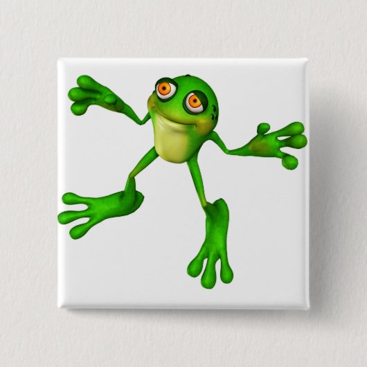 Cute Green Froggy Vierkante Button 5,1 Cm (Voorkant)
