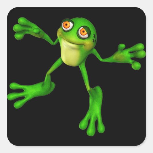 Cute Green Froggy Vierkante Sticker (Voorkant)