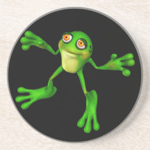 Cute Green Froggy Zandsteen Onderzetter