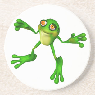Cute Green Froggy Zandsteen Onderzetter