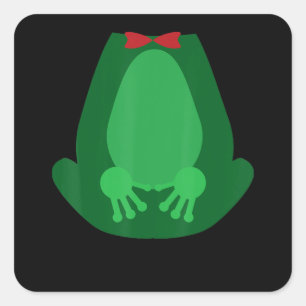 Cute Green Garden Frog Sitting Up Cosplay Vierkante Sticker